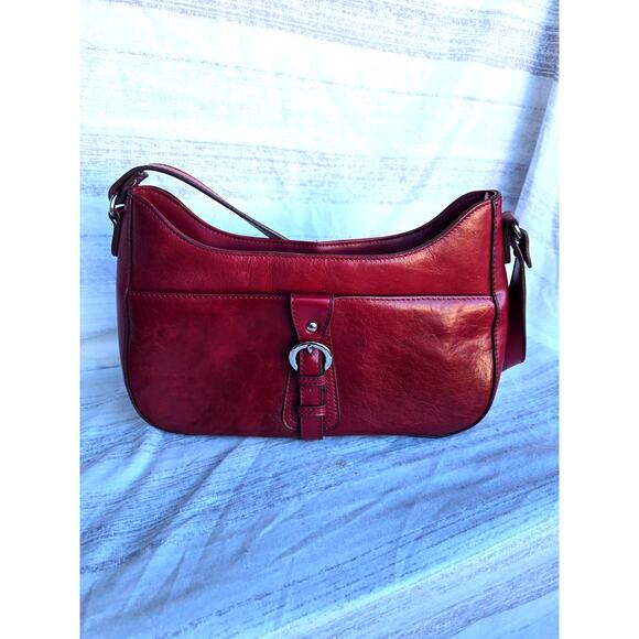 Merona Red Handbag Shoulder Purse with Front Pocket 13 Inch - Picture 1 of 6